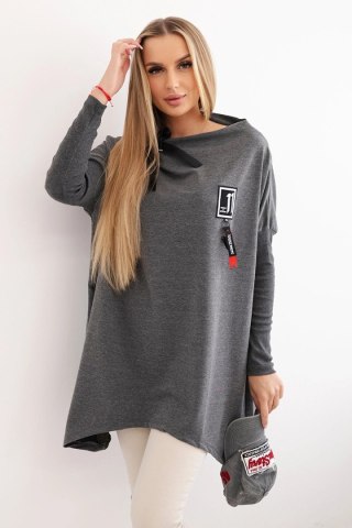 Bluza oversize z asymetrycznymi bokami grafitowa