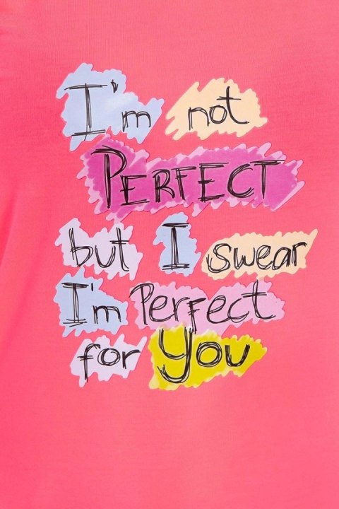 Bluzka z nadrukiem Perfect różowy neon Bluzka z nadrukiem Perfect różowy neon