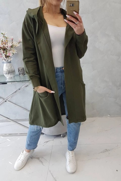 Narzutka z kapturem oversize khaki