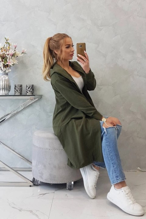 Narzutka z kapturem oversize khaki