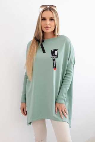 Bluza oversize z asymetrycznymi bokami ciemny miętowy