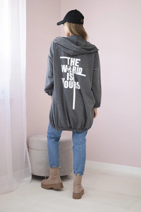 Bluza z nadrukiem "The world is yours" grafitowa