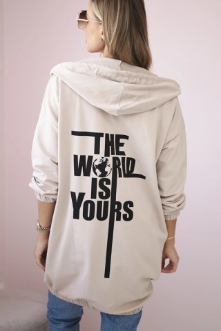 Bluza z nadrukiem "The world is yours" jasny beżowy