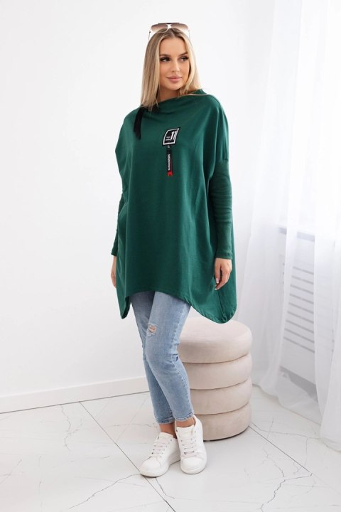 Bluza oversize z asymetrycznymi bokami ciemno zielona