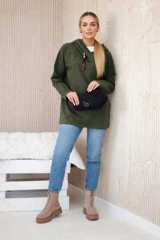 Tunika z suwakiem na kapturze Oversize khaki