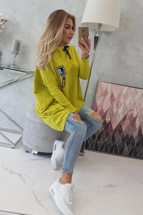 Bluza oversize z asymetrycznymi bokami kiwi