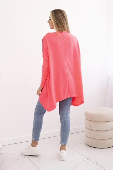 Bluza oversize z asymetrycznymi bokami różowy neon