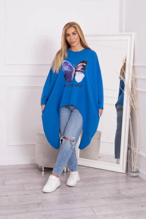 Bluzka z nadrukiem oversize chabrowa