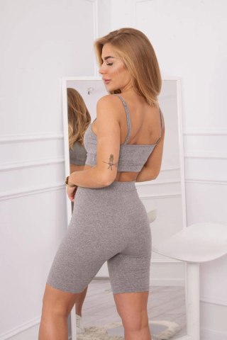 Komplet sportowy top + legginsy szary