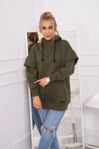 Bluza ocieplana z półgolfem khaki