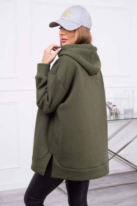 Bluza ocieplana z suwakiem na boku khaki