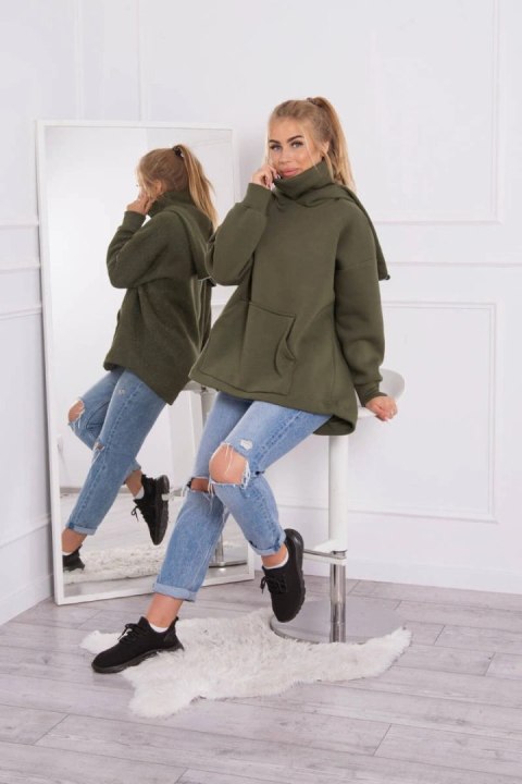 Bluza ocieplana z suwakiem z tyłu khaki