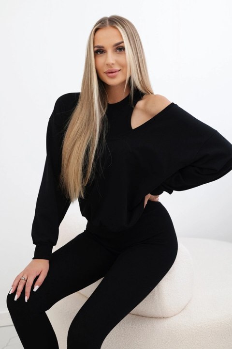 Komplet 3-częściowy bluza + top + legginsy czarny Komplet 3-częściowy bluza + top + legginsy czarny