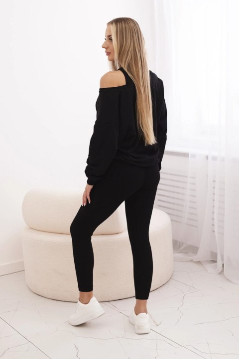 Komplet 3-częściowy bluza + top + legginsy czarny Komplet 3-częściowy bluza + top + legginsy czarny