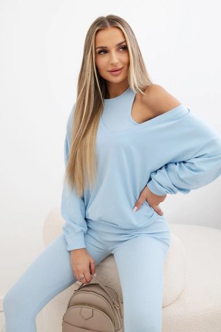 Komplet 3-częściowy bluza + top + legginsy niebieski