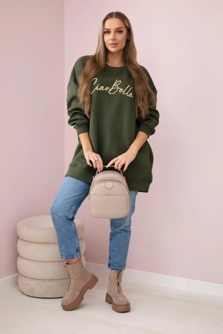 Bluza ocieplana z napisem Ciao Bella khaki