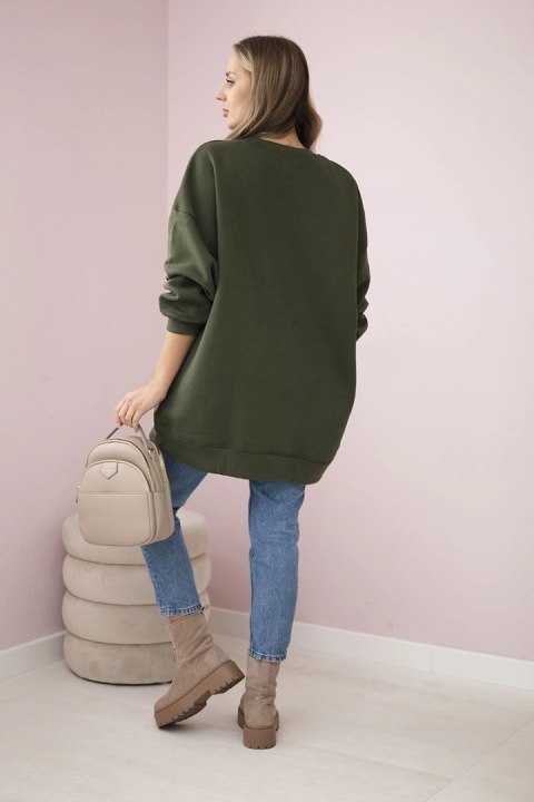 Bluza ocieplana z napisem Ciao Bella khaki