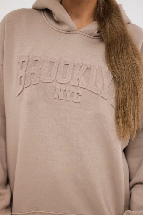 Komplet bawełniany ocieplany bluza + spodnie Brooklyn ciemny beżowy