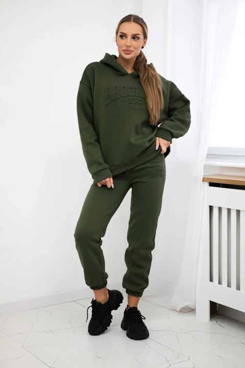 Komplet bawełniany ocieplany bluza + spodnie Brooklyn khaki