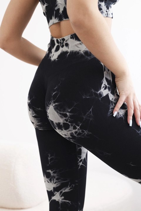 Komplet fitness top z regulowanymi ramiączkami + legginsy push up czarny