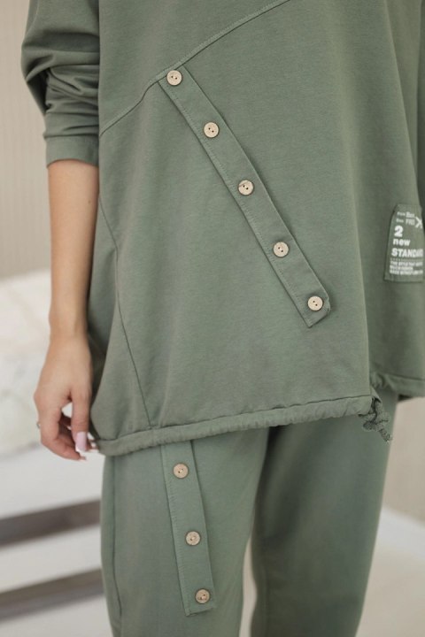 Komplet bawełniany oversize bluza + spodnie khaki