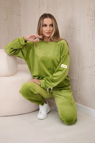 Komplet welurowy bluza + spodnie kiwi