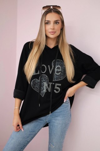 Bluza wiskozowa plus size Love czarna