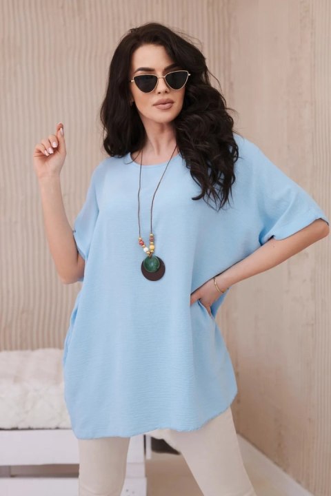 Bluzka oversize z wisiorkiem niebieski Bluzka oversize z wisiorkiem niebieski