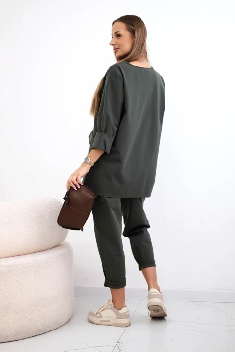 Komplet punto bluza + spodnie khaki