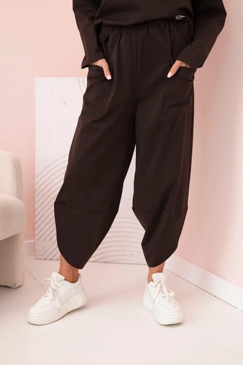 Komplet new punto bluza + spodnie brązowy