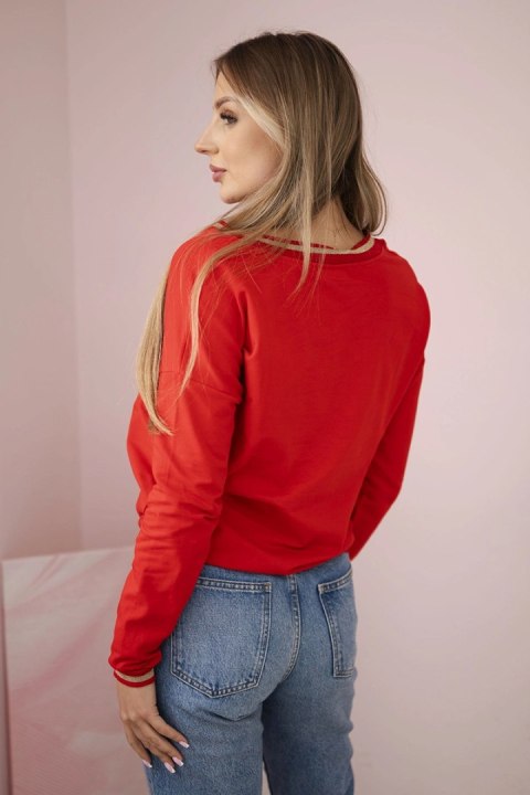 Bluza damska z napisem z cekinami czerwona Bluza damska z napisem z cekinami czerwona