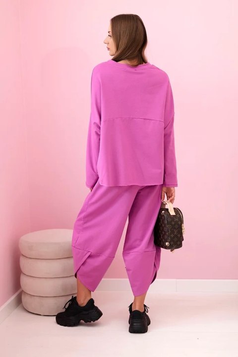 Komplet bawełniany bluza + spodnie bakłażanowy Komplet bawełniany bluza + spodnie bakłażanowy