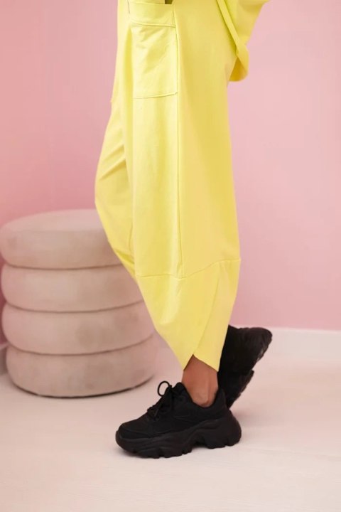 Komplet bawełniany bluza + spodnie żółty neon
