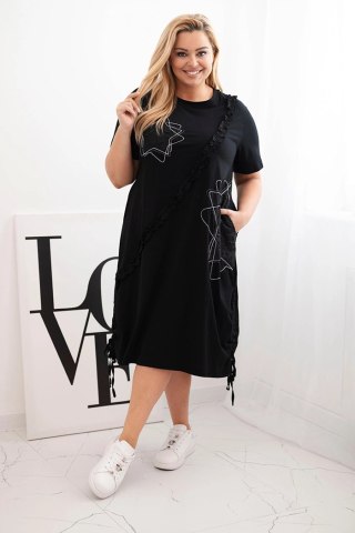 Sukienka damska bawełniana Plus Size z gwiazdami czarna