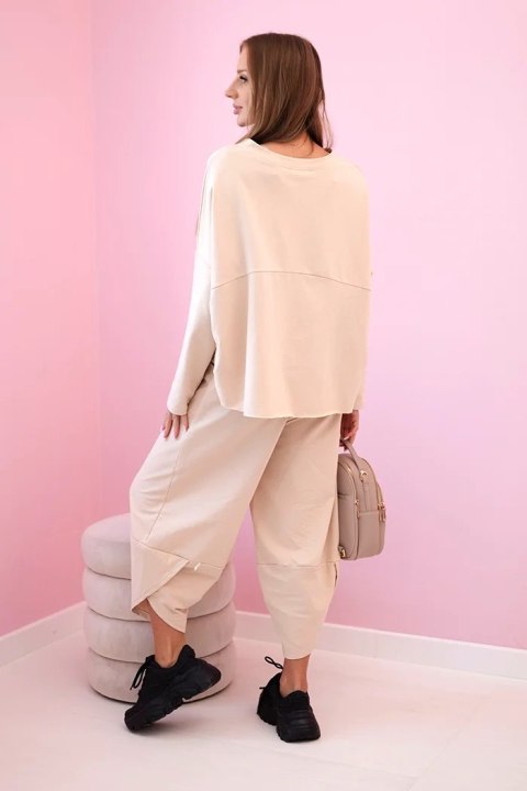 Komplet bawełniany bluza + spodnie ciemny beżowy Komplet bawełniany bluza + spodnie ciemny beżowy