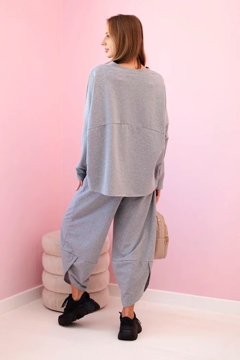 Komplet bawełniany bluza + spodnie szary melanż Komplet bawełniany bluza + spodnie szary melanż