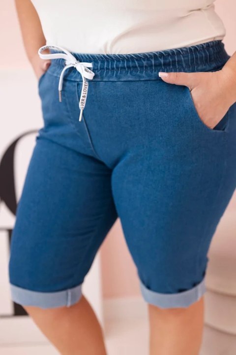 Spodenki damskie bawełniane Plus Size z wiązaniem jeansowe Spodenki damskie bawełniane Plus Size z wiązaniem jeansowe