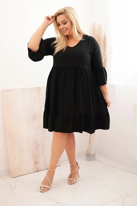 Sukienka damska Plus Size wiskozowa z ażurowym zdobieniem czarna