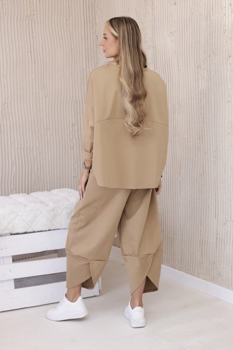 Komplet new punto bluza + spodnie jasny camelowy