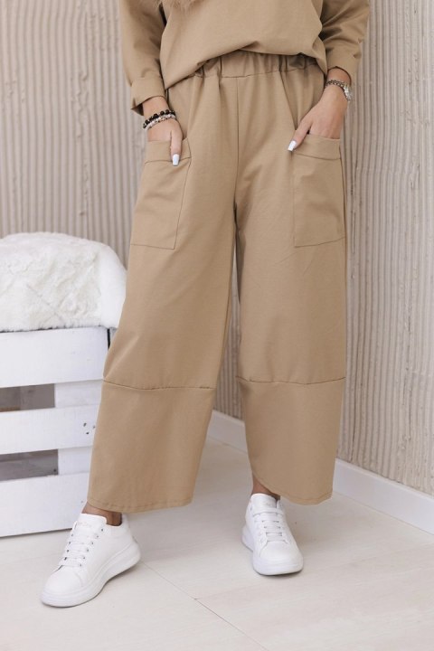 Komplet new punto bluza + spodnie jasny camelowy