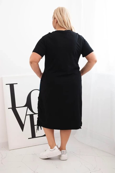 Sukienka damska bawełniana Plus Size z gwiazdami czarny + chabrowy