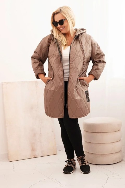 Kurtka damska Plus Size pikowana z kapturem i napisem HOPE fango Kurtka damska Plus Size pikowana z kapturem i napisem HOPE fango
