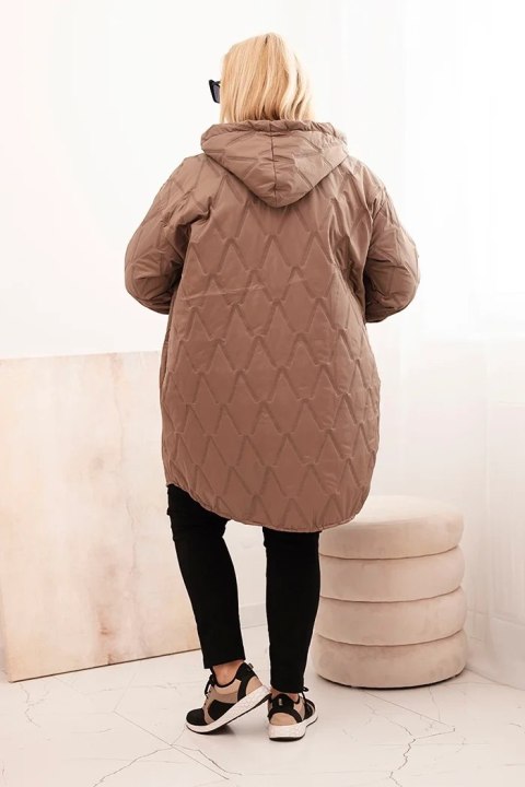 Kurtka damska Plus Size pikowana z kapturem i napisem HOPE fango Kurtka damska Plus Size pikowana z kapturem i napisem HOPE fango