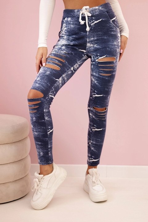 Legginsy damskie z przetarciami jeansowe Legginsy damskie z przetarciami jeansowe