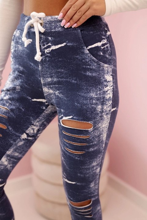 Legginsy damskie z przetarciami jeansowe Legginsy damskie z przetarciami jeansowe