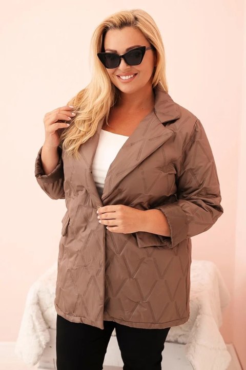 Kurtka damska Plus Size pikowana z kołnierzem i guzikiem fango Kurtka damska Plus Size pikowana z kołnierzem i guzikiem fango
