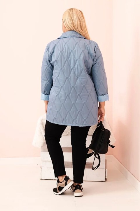 Kurtka damska Plus Size pikowana z kołnierzem i guzikiem jeansowa Kurtka damska Plus Size pikowana z kołnierzem i guzikiem jeansowa