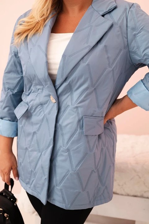 Kurtka damska Plus Size pikowana z kołnierzem i guzikiem jeansowa Kurtka damska Plus Size pikowana z kołnierzem i guzikiem jeansowa