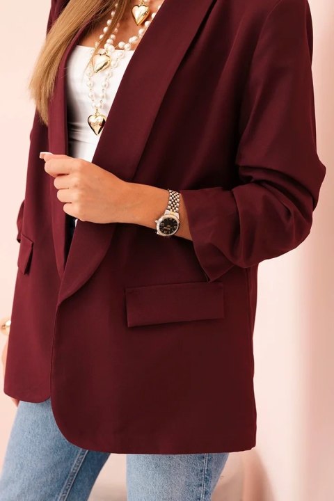 Marynarka z klapami elegancka bordowa