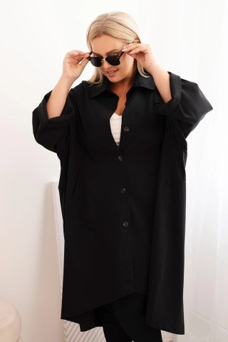Narzutka damska Plus Size Punto z bawełną i guzikami czarna